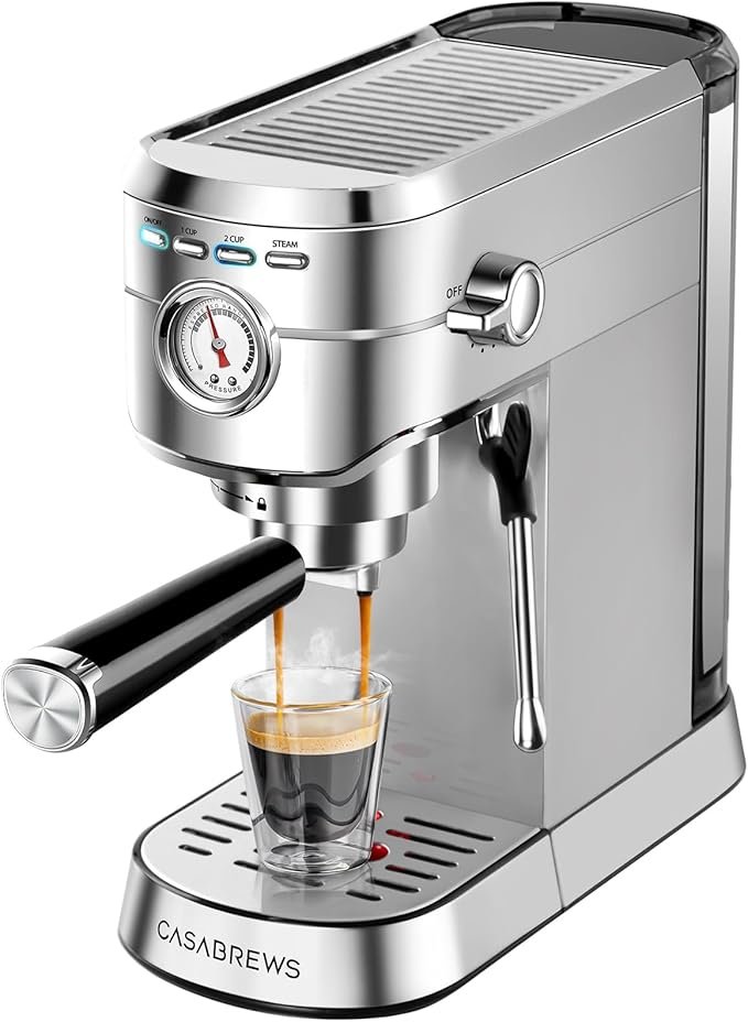 CASABREWS Espresso Machine 20 Bar, Compact Espresso Maker with Steam Milk Frother