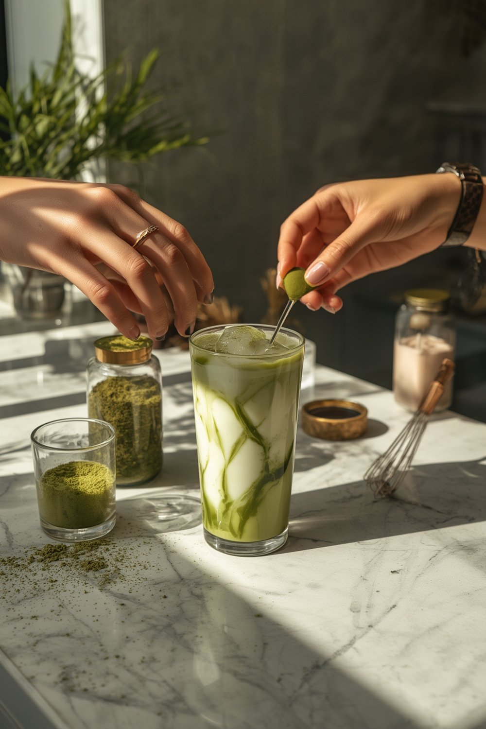 iced matcha latte - Illustration 1