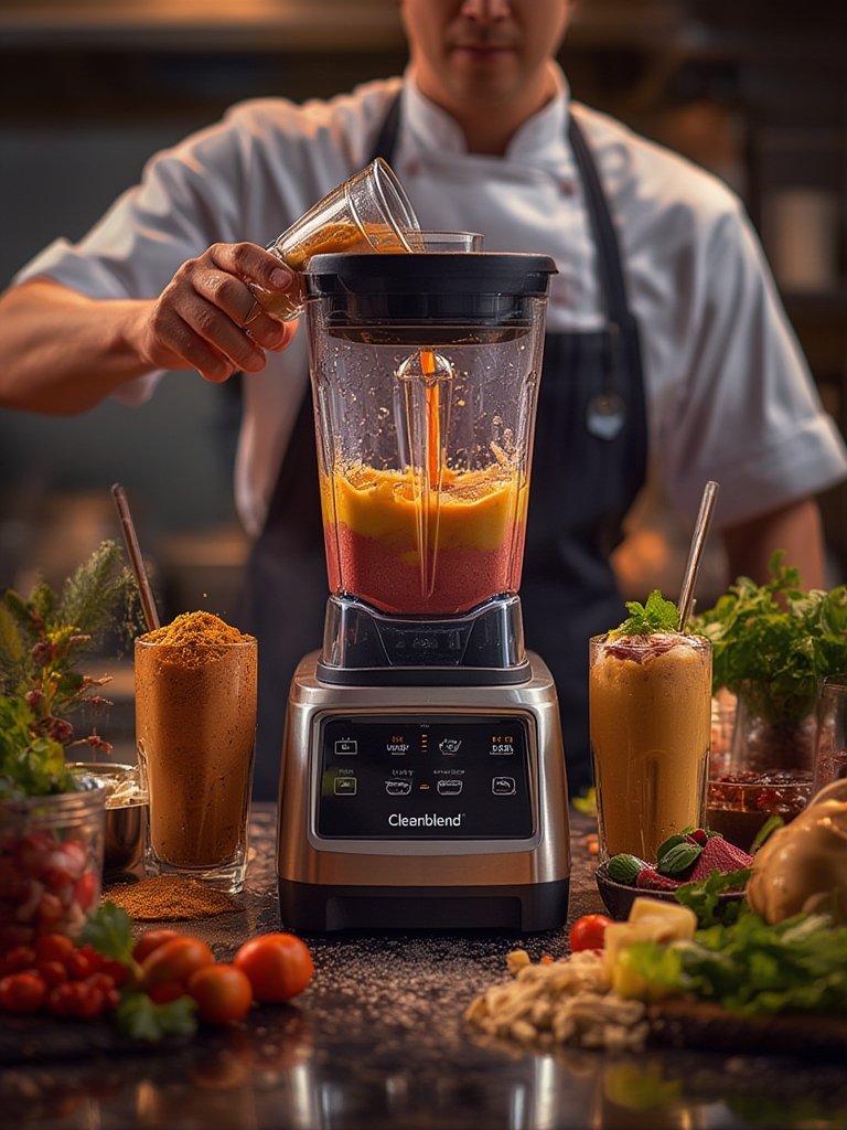 commercial blender in action