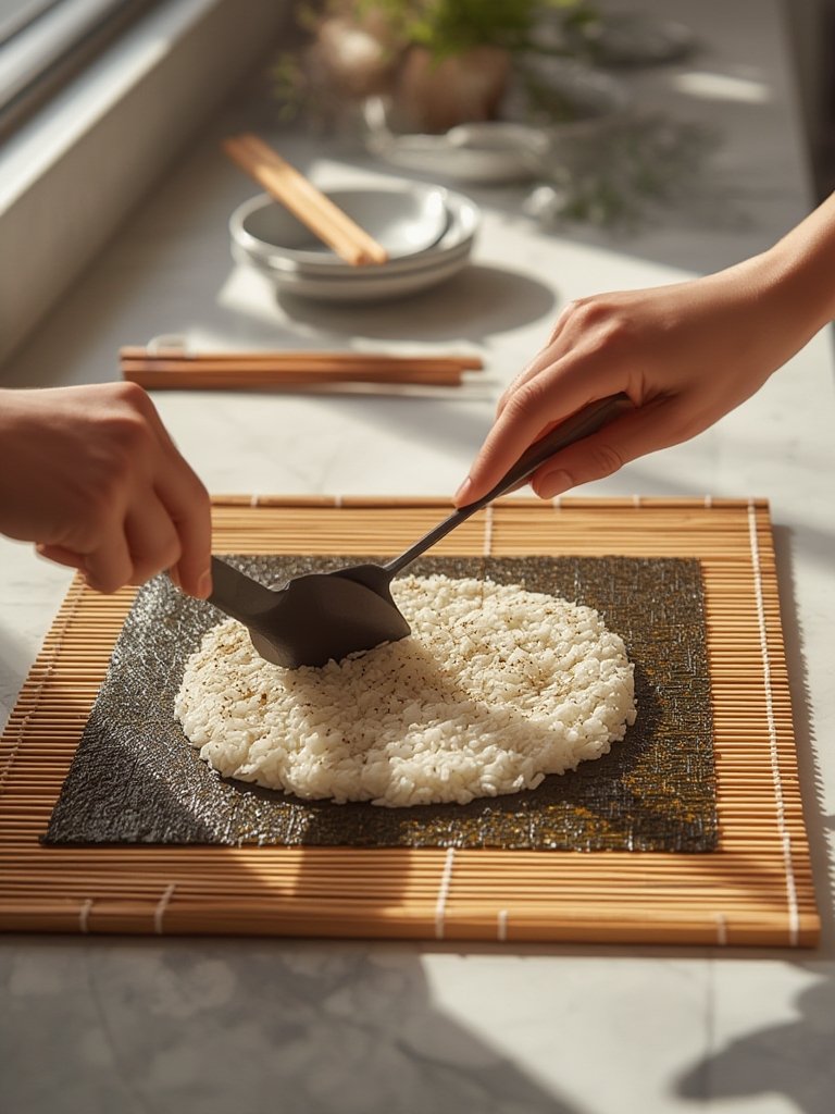 Delamu Bamboo Sushi Mat, Including 2 Sushi Rolling Mats, 5 Pairs of Chopsticks, 1 Paddle, 1 Spreader, 1 Beginner Guide PDF, Beginner Sushi Kit, Sushi Plates - Illustration 2