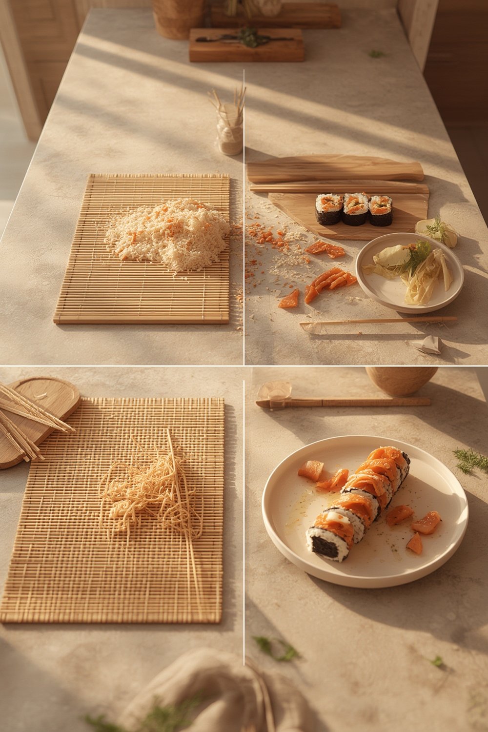 Delamu Bamboo Sushi Mat, Including 2 Sushi Rolling Mats, 5 Pairs of Chopsticks, 1 Paddle, 1 Spreader, 1 Beginner Guide PDF, Beginner Sushi Kit, Sushi Plates - Illustration 1