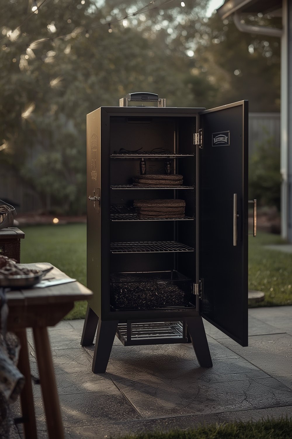 Masterbuilt® 30-inch Electric Vertical BBQ Smoker with Analog Temperature Control, Chrome Smoking Racks and 535 Cooking Square Inches in Black, Model MB20070210 - Illustration 1