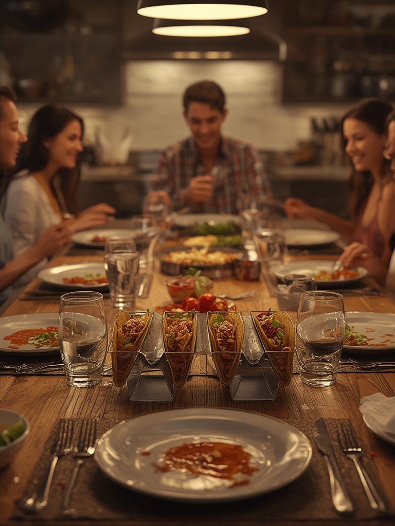 Taco Holders 4 Packs - Stainless Steel Taco Stand Rack Tray Style, Oven Safe for Baking 3 Taco Holders 4 Packs - Stainless Steel Taco Stand Rack Tray Style, Oven Safe for Baking, Dishwasher and Grill Safe - Illustration 3