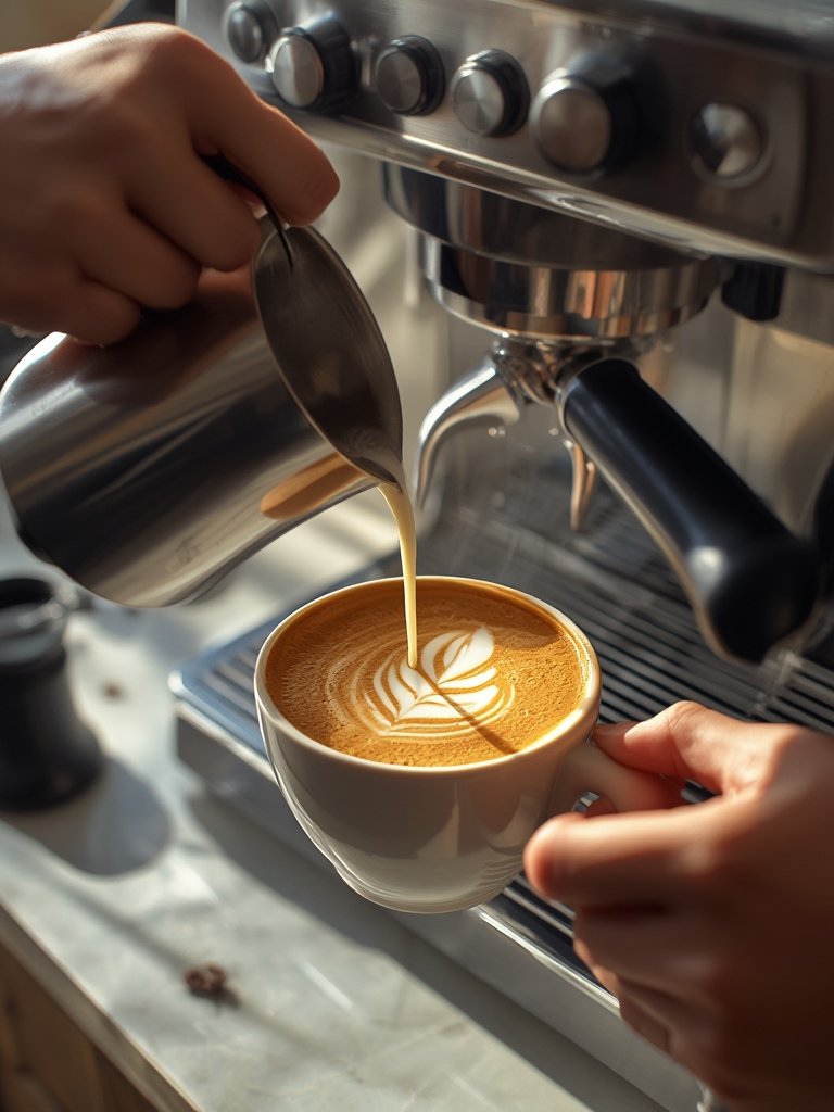 espresso machine in action