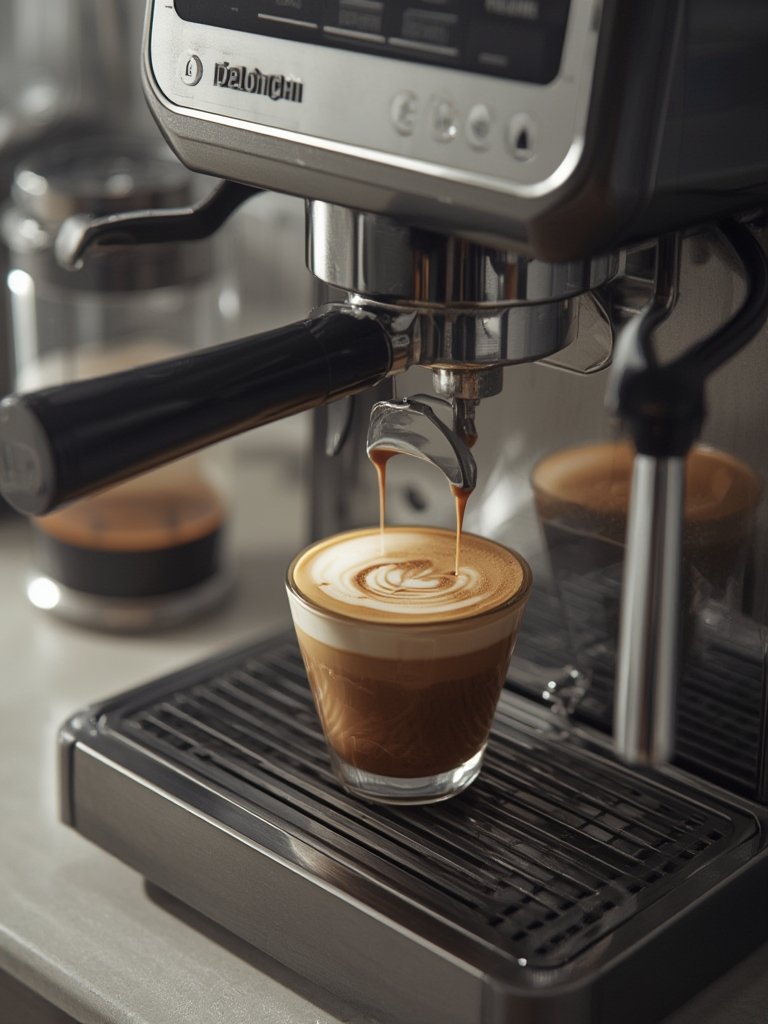 espresso machine in action