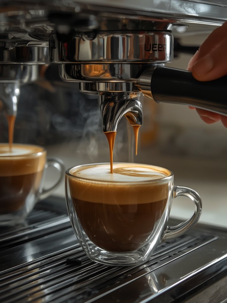 Gevi Dual Boiler Espresso Machine with Built-in Grinder 2 espresso machine in action