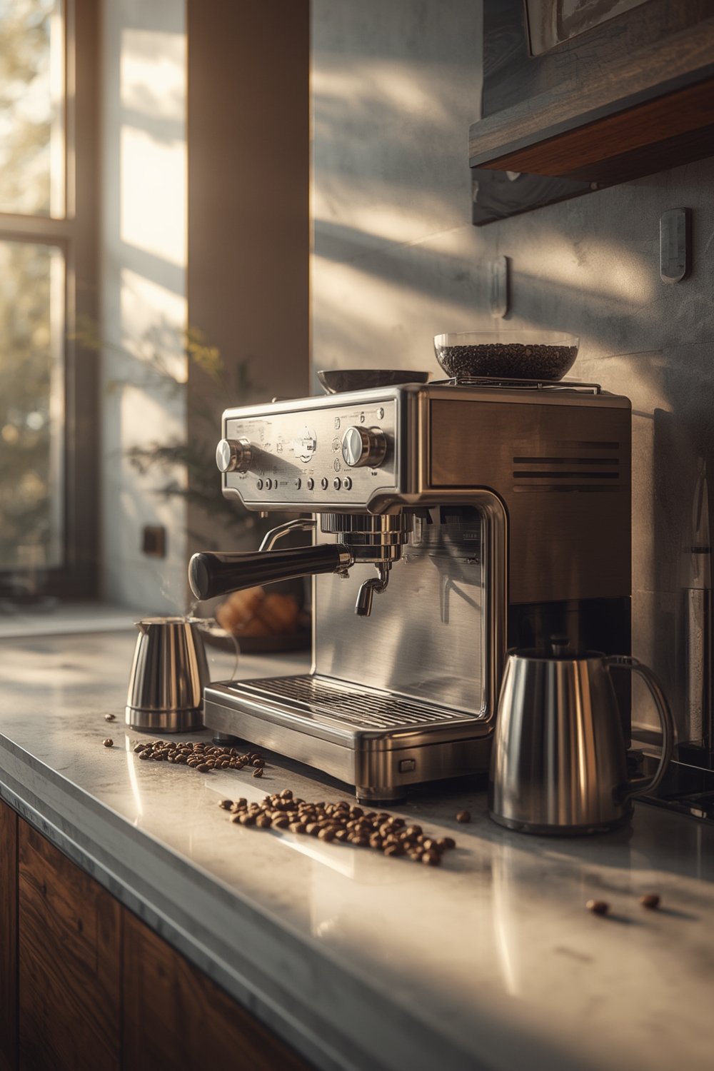 Gevi Dual Boiler Espresso Machine with Built-in Grinder 1 espresso machine product view