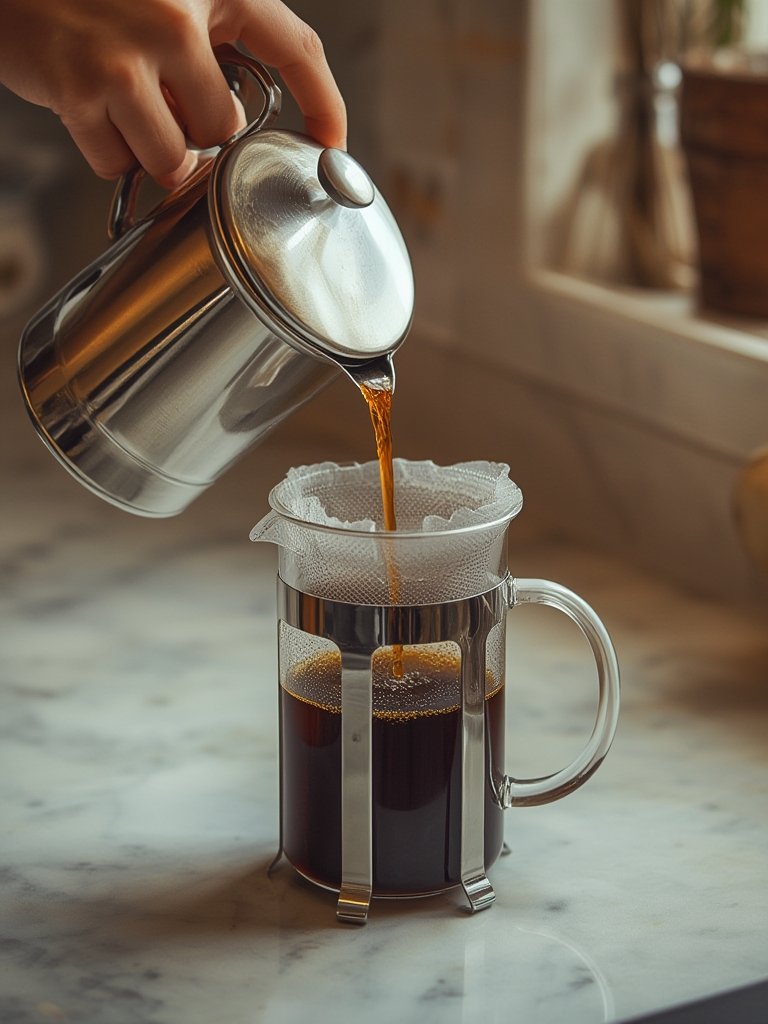 Ziruma Non-Toxic French Press, Surgical Stainless Steel Coffee Press 2 french press in action