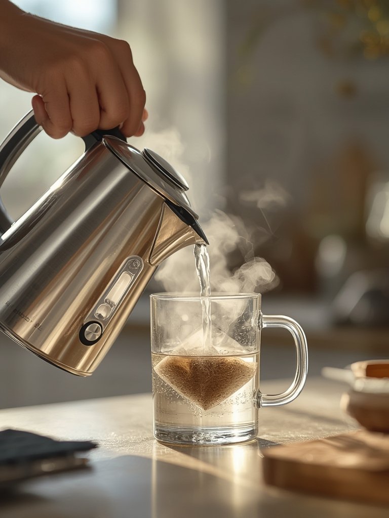 electric kettle in action