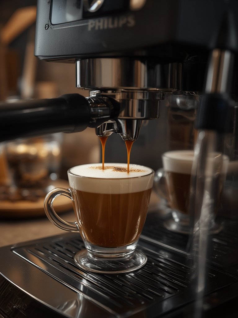 espresso machine in action