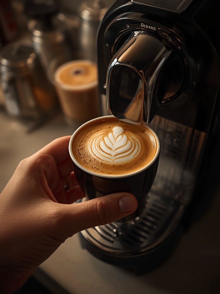 nespresso machine in action