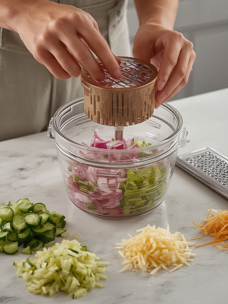 vegetable chopper in action