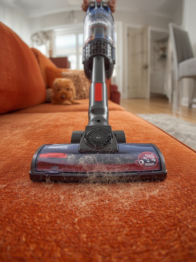 upright vacuum in action