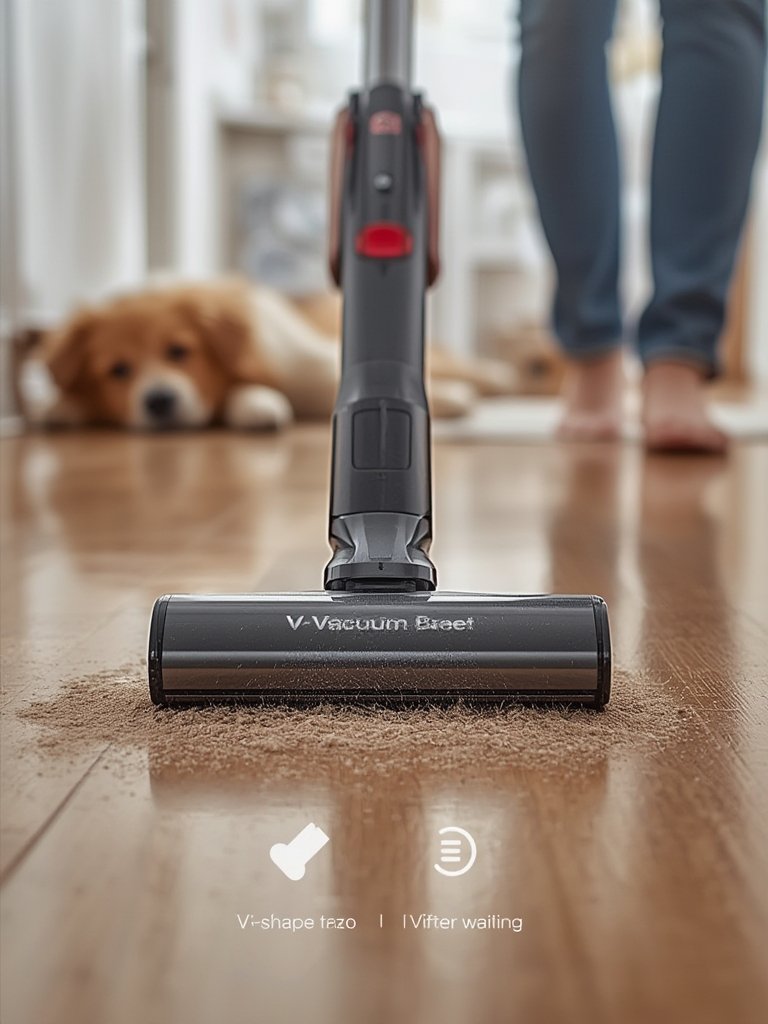 cordless vacuum in action