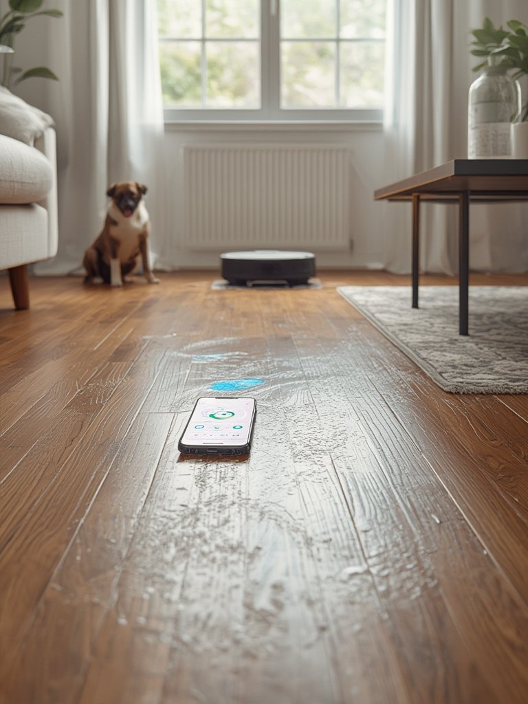 robot vacuum in action