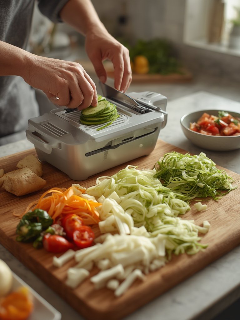 mandoline slicer in action