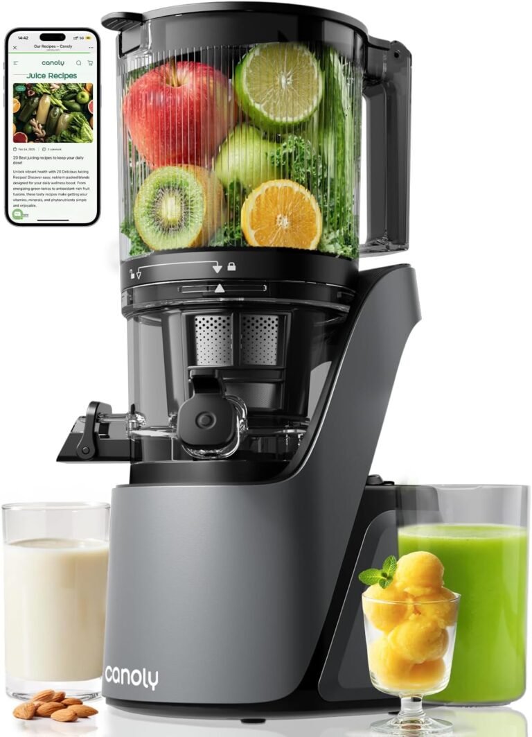 Canoly C16 Cold Press Juicer, 6" Extra Wide Feed Chute, 3-IN-1 Strainers (Juice & Sorbet & Nut Milk), Powerful AC Brushless Motor, Self Precut System, Juicer Machines with BPA-Free (Space Gray) 4 71BnYrNl2ML. AC SL1500 2 Home & kitchen scoop