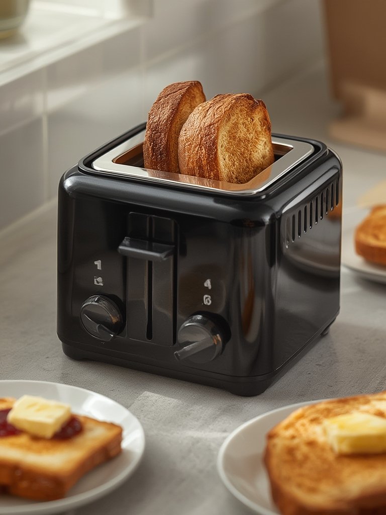 toaster black in action